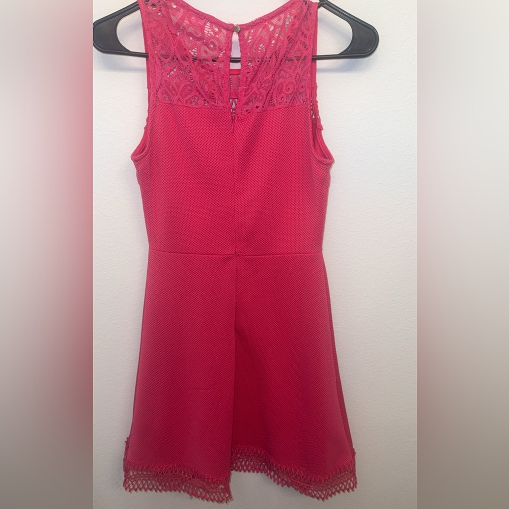 Pink Lily Lace Dress in Bright Pink